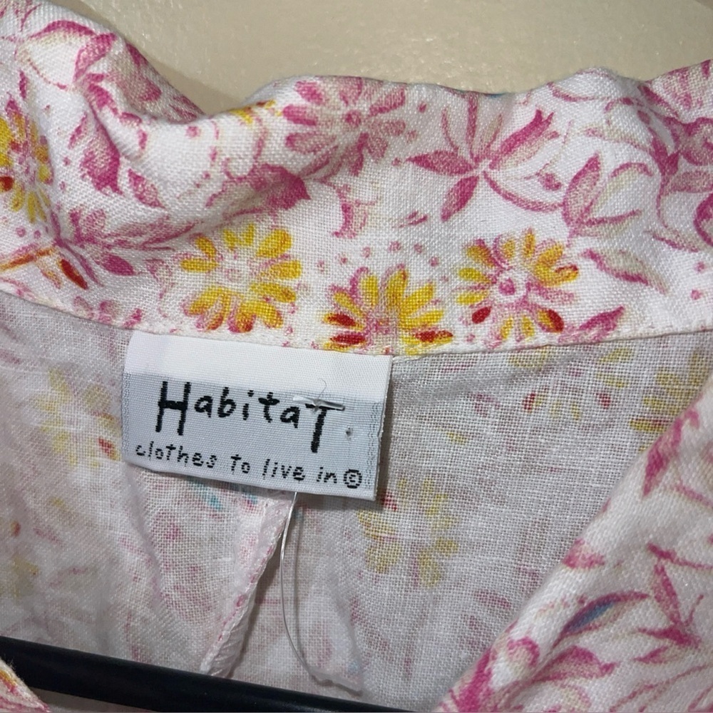 Habitat Pink and Yellow Linen Floral Shirt Large - Picture 2 of 5